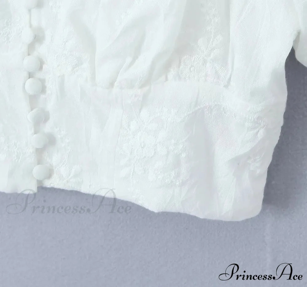 Embroidery White Crop Top Graceful And Midi Skirt Set