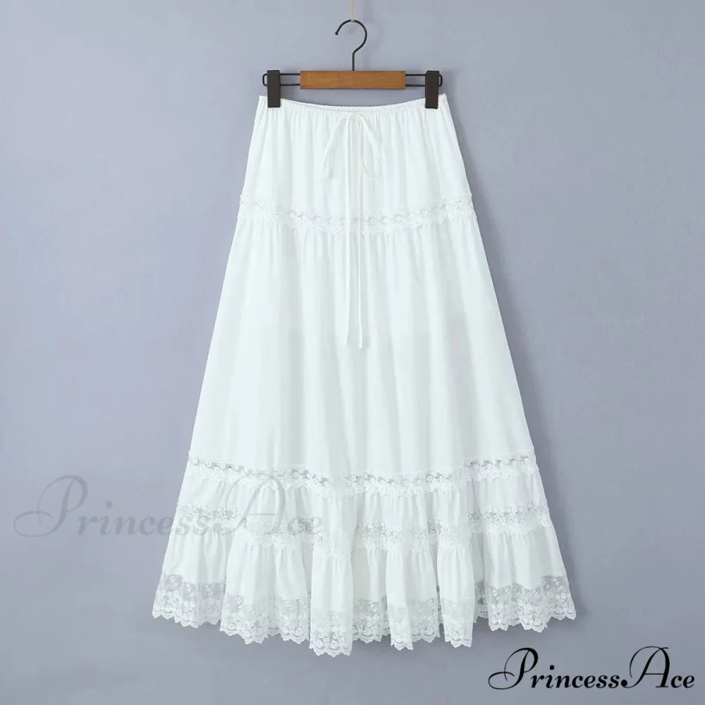Embroidery White Crop Top Graceful And Midi Skirt Set