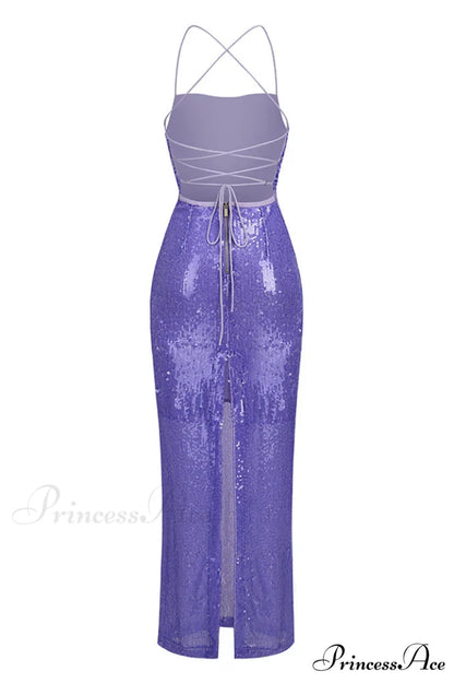Emilina Sequin Stylish Backless Maxi Dress