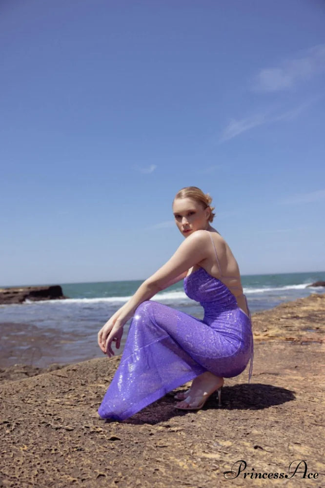 Emilina Sequin Stylish Backless Maxi Dress