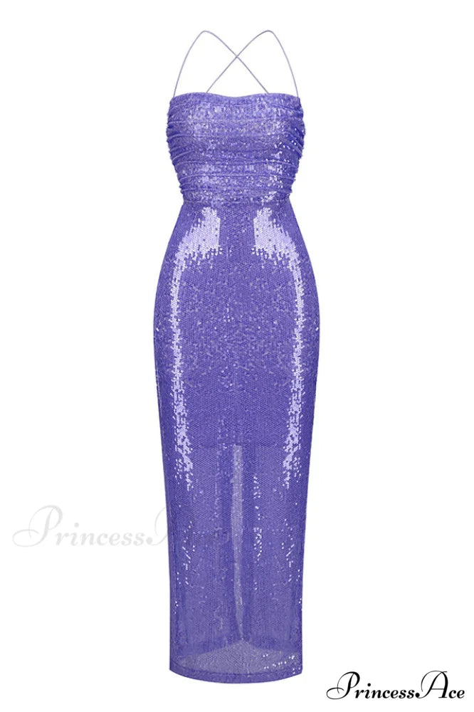 Emilina Sequin Stylish Backless Maxi Dress