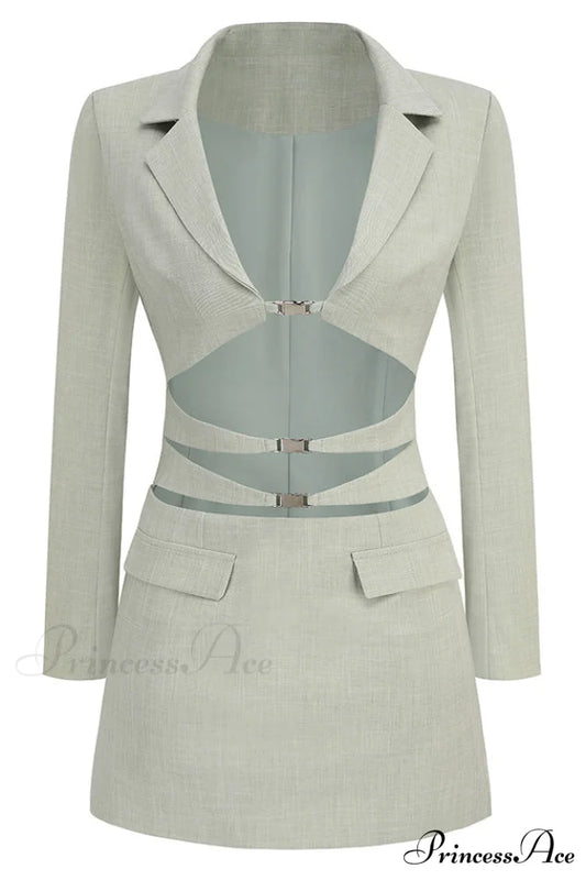 Emily Cut Stylish Out Blazer Dress S / Mint