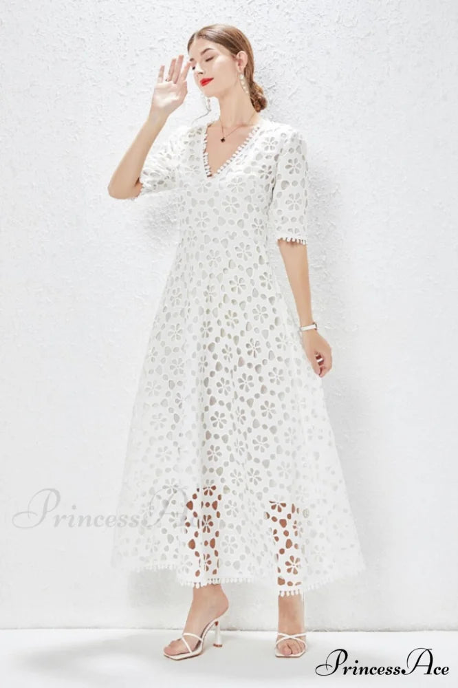 Emily in Paris Charming White Maxi Dress