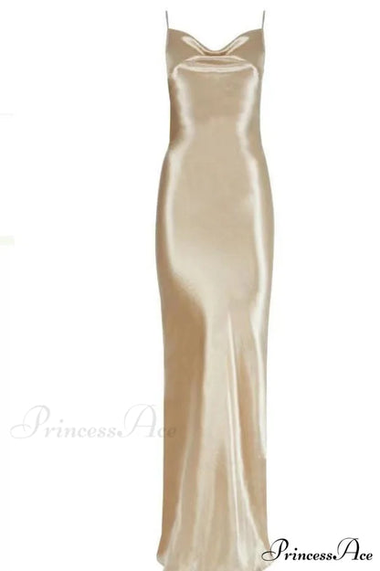 Emily Metallic Stylish Gold Maxi Dress
