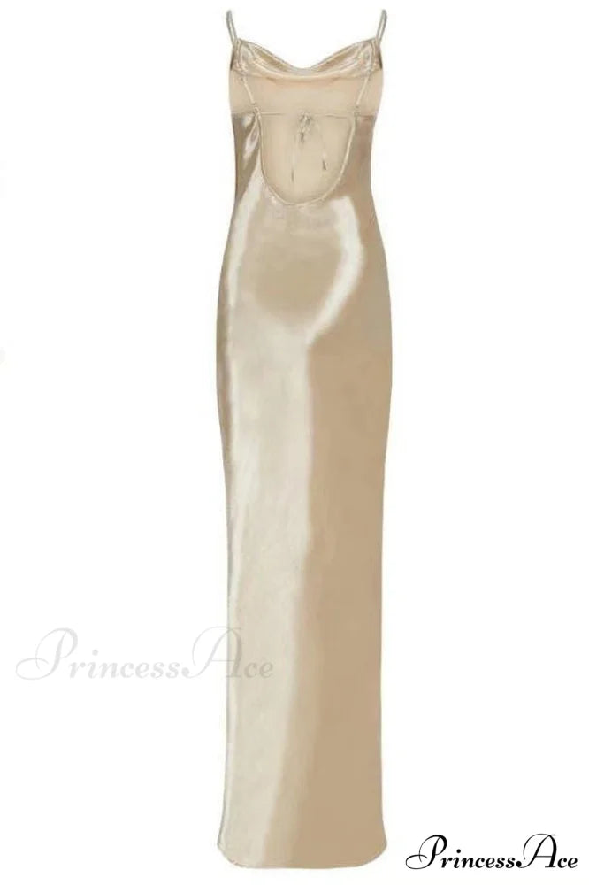 Emily Metallic Stylish Gold Maxi Dress