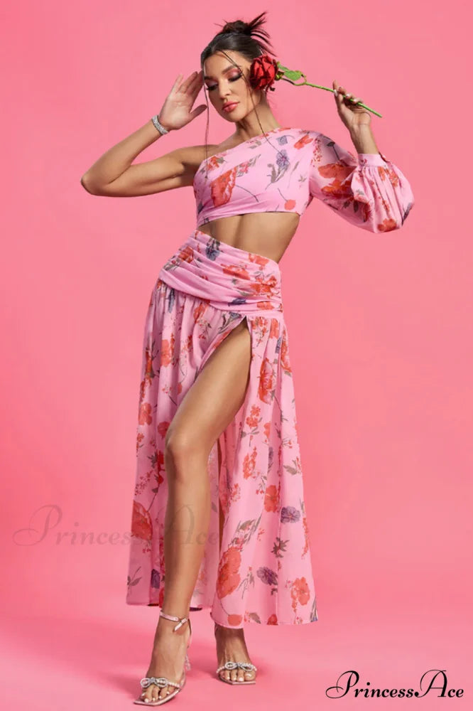 Emily Printed Stylish One Shoulder Dress