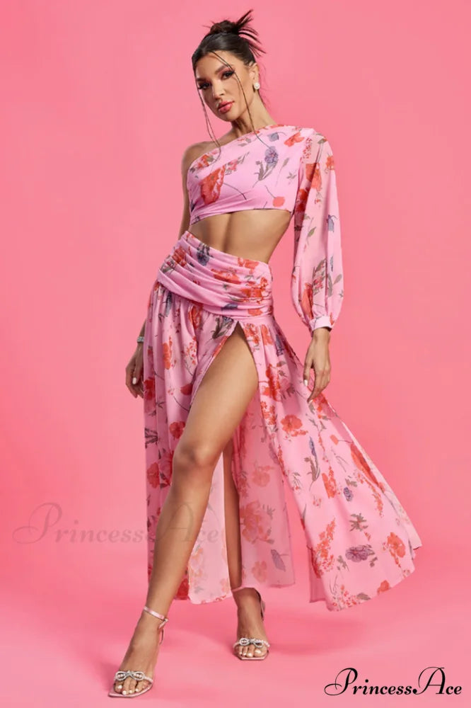 Emily Printed Stylish One Shoulder Dress