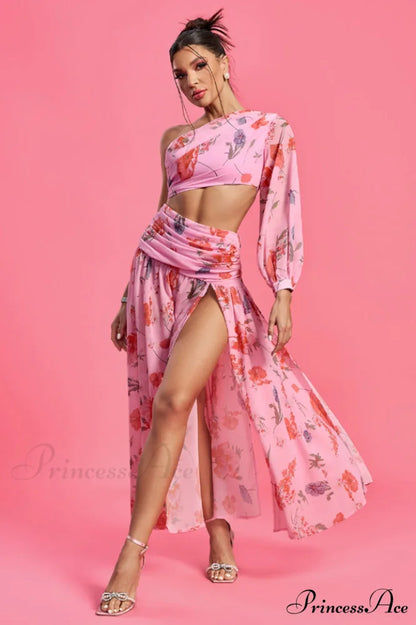 Emily Printed Stylish One Shoulder Dress