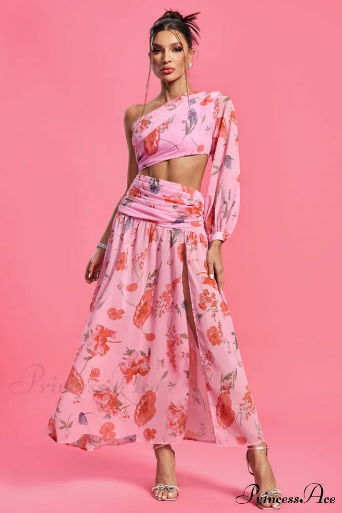 Emily Printed Stylish One Shoulder Dress