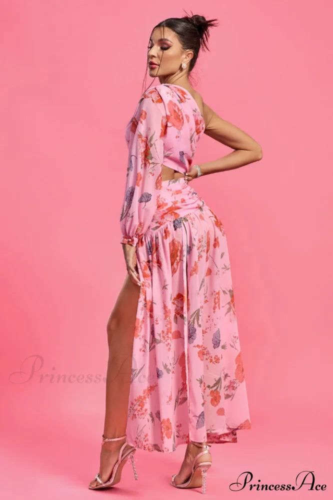 Emily Printed Stylish One Shoulder Dress