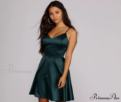 Emme Satin Stylish Party Dress HUNTER / 1