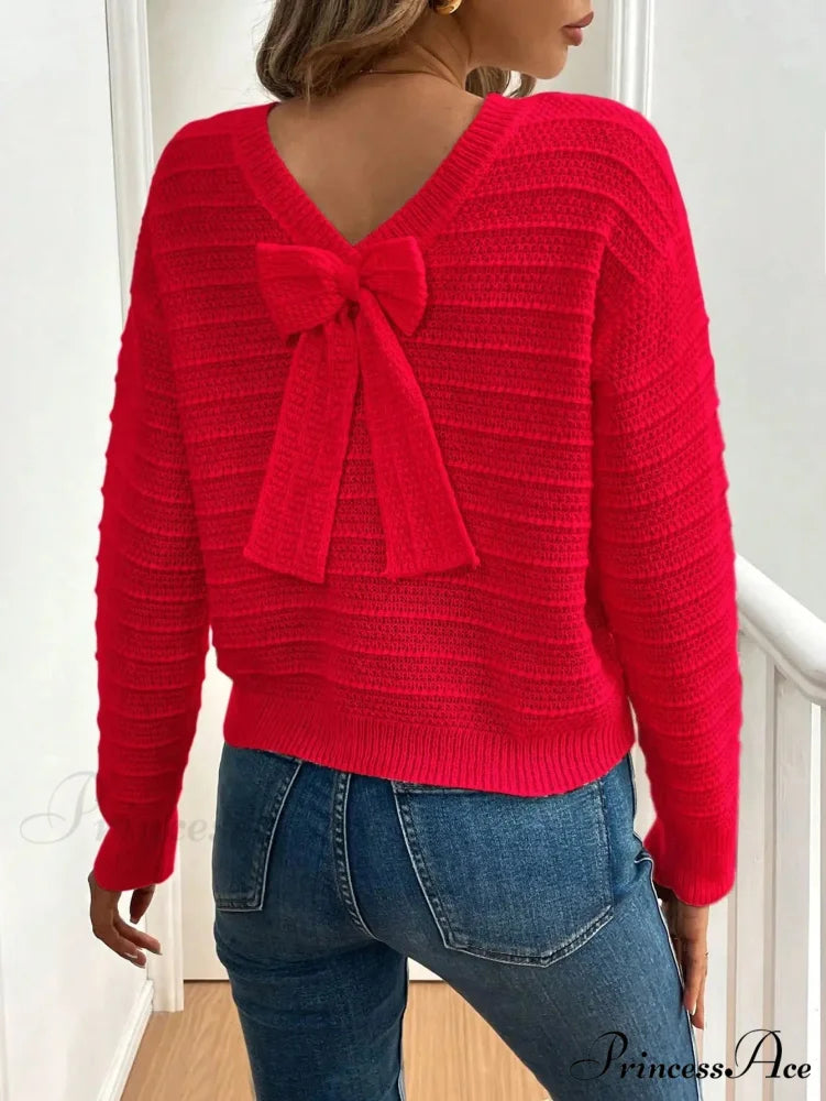 Empty Arch Striped Extended Sleeve Jumper Red / S swraters-241228