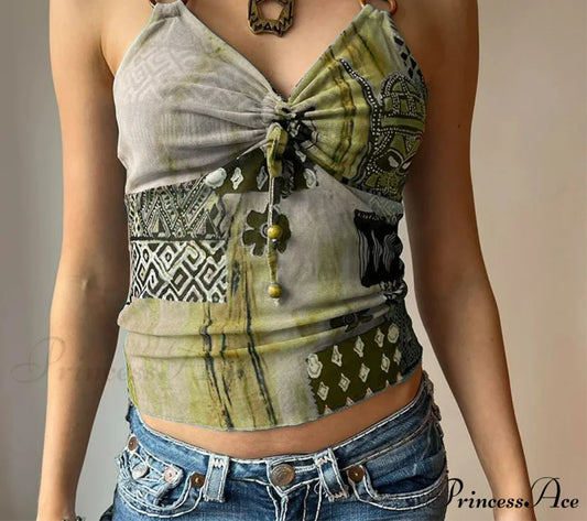 Empty Bohemian Crop Top Green / S croptop-250223