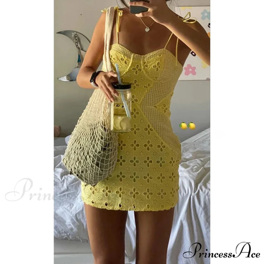 Empty Flower Spaghetti Mini Dress minidress-250223
