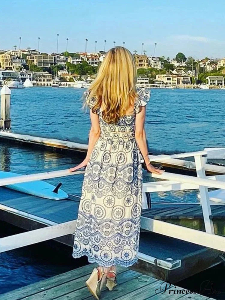 Empty Out Flower Stitching Soaring Sleeve Dress bohodress-250126