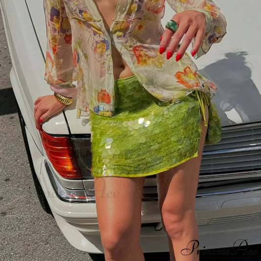 Empty Out Glittery Sequined Skirt skirts-250223