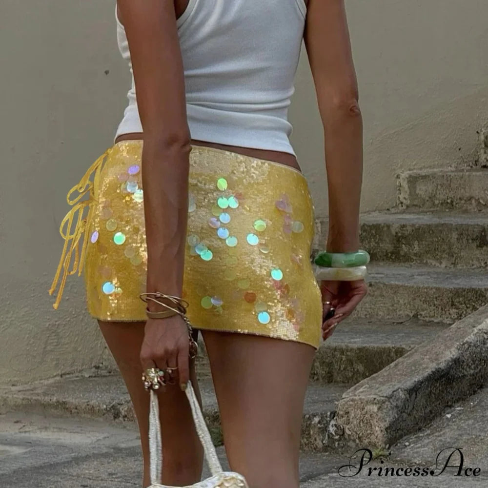 Empty Out Glittery Sequined Skirt skirts-250223
