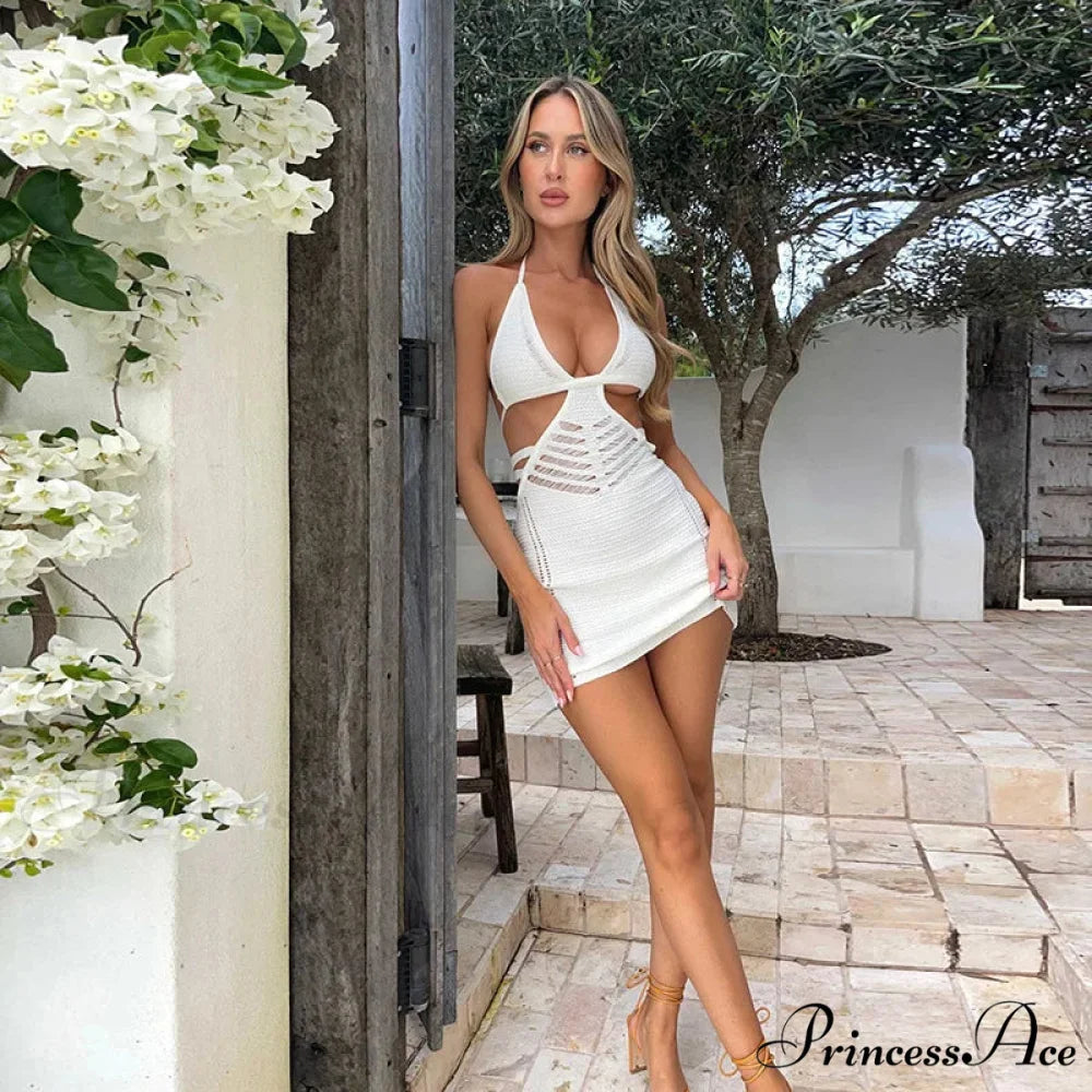 Empty Out Knitted Small Getaway Dress vacationdress-250223