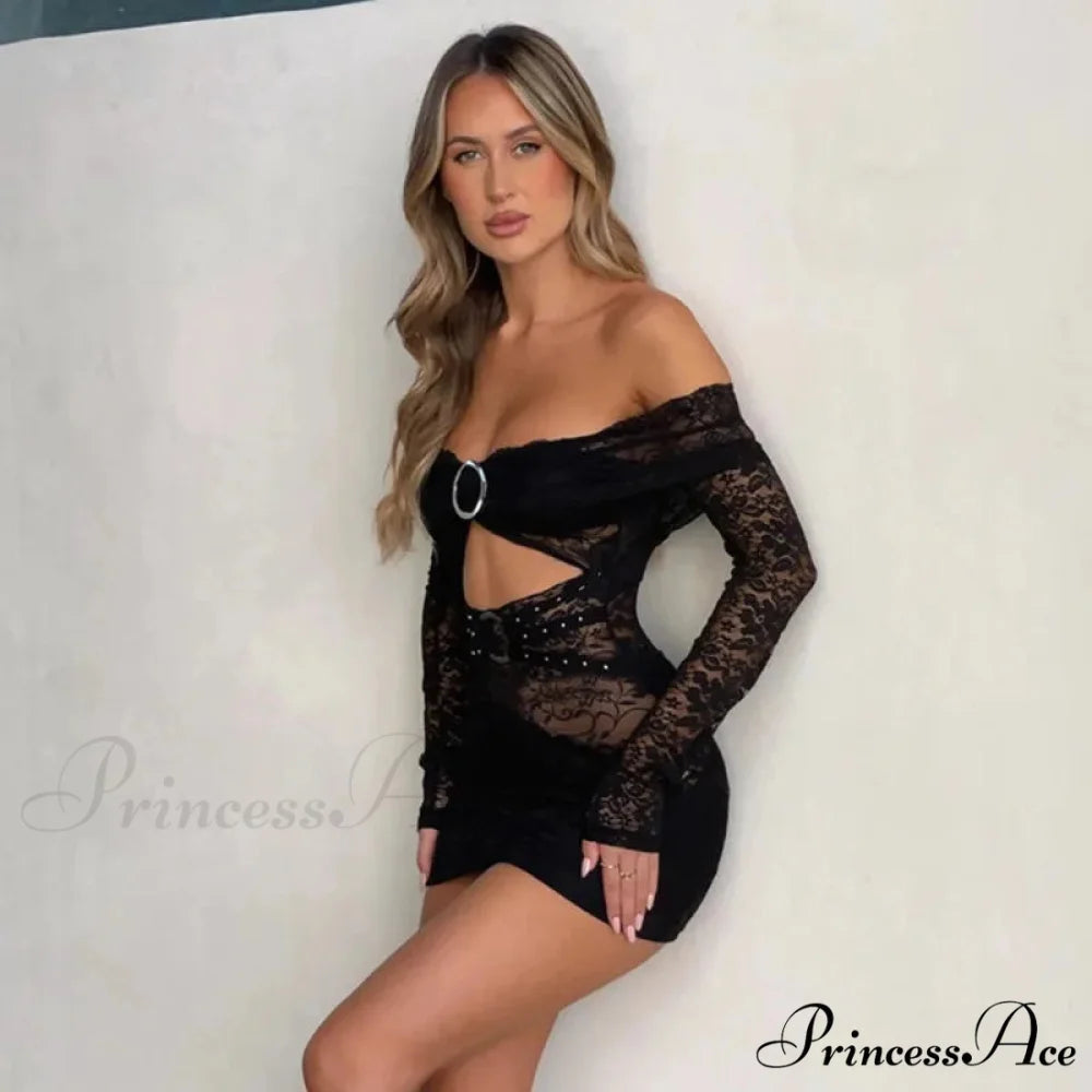 Empty Out Lace Seductive Celebration Getaway Dress vacationdress-250223