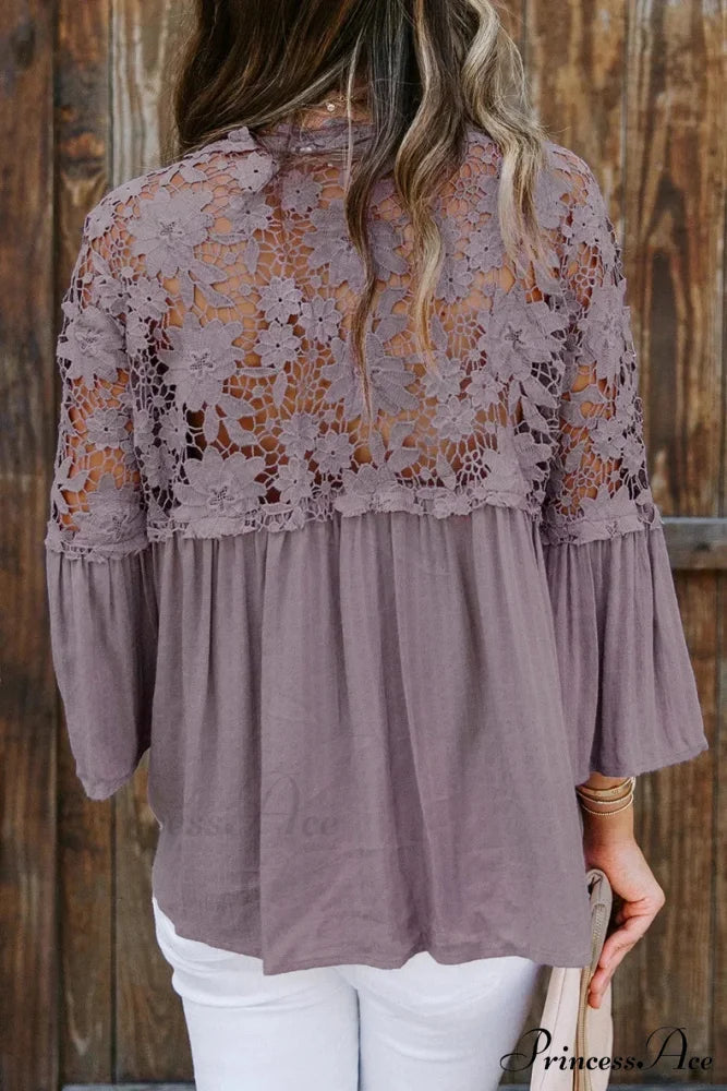 Empty Out Profound Plunge Neck Flare Sleeve Bohemian Blouse bohoblouse-250126