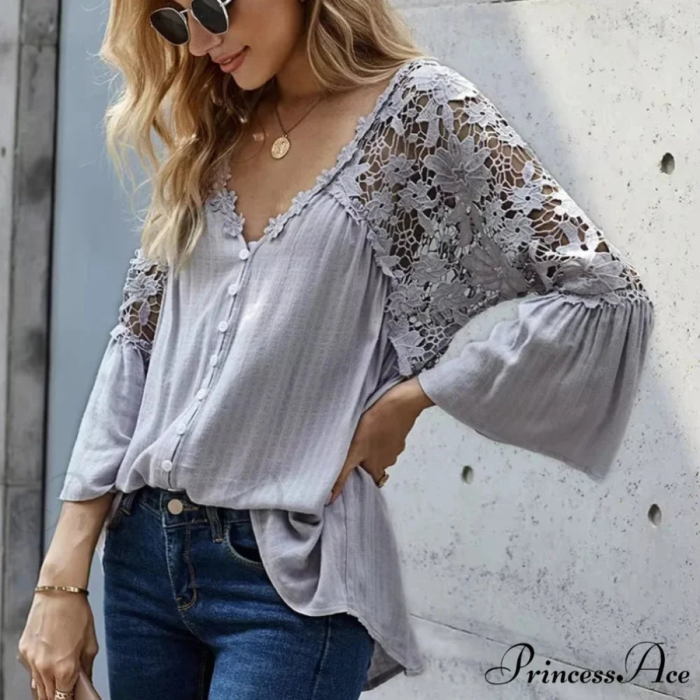 Empty Out Profound Plunge Neck Flare Sleeve Bohemian Blouse bohoblouse-250126