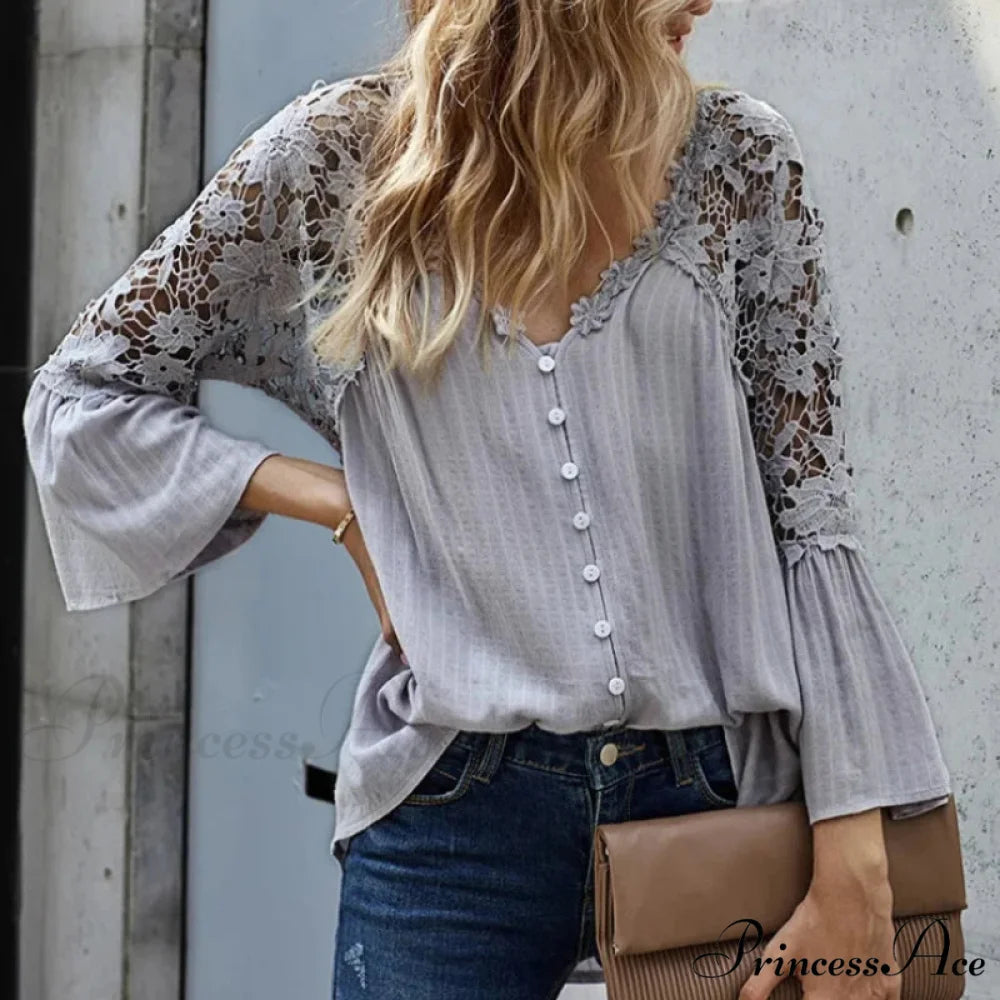Empty Out Profound Plunge Neck Flare Sleeve Bohemian Blouse bohoblouse-250126
