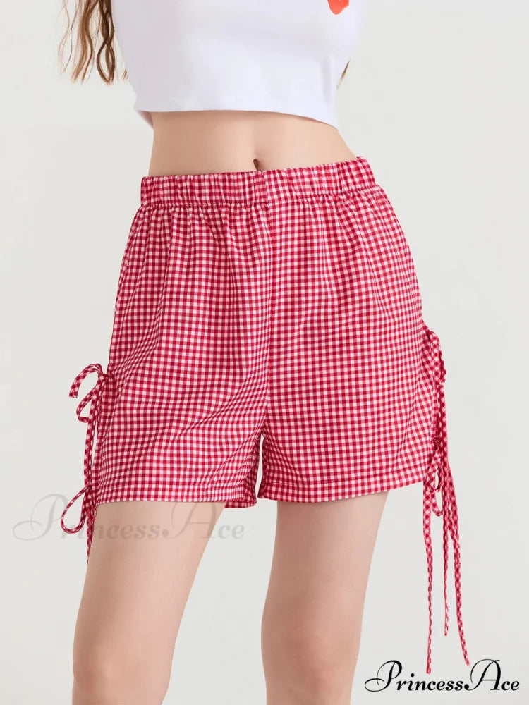 Enchanting Bowknot Relaxed Lounge Short red / S short-250223