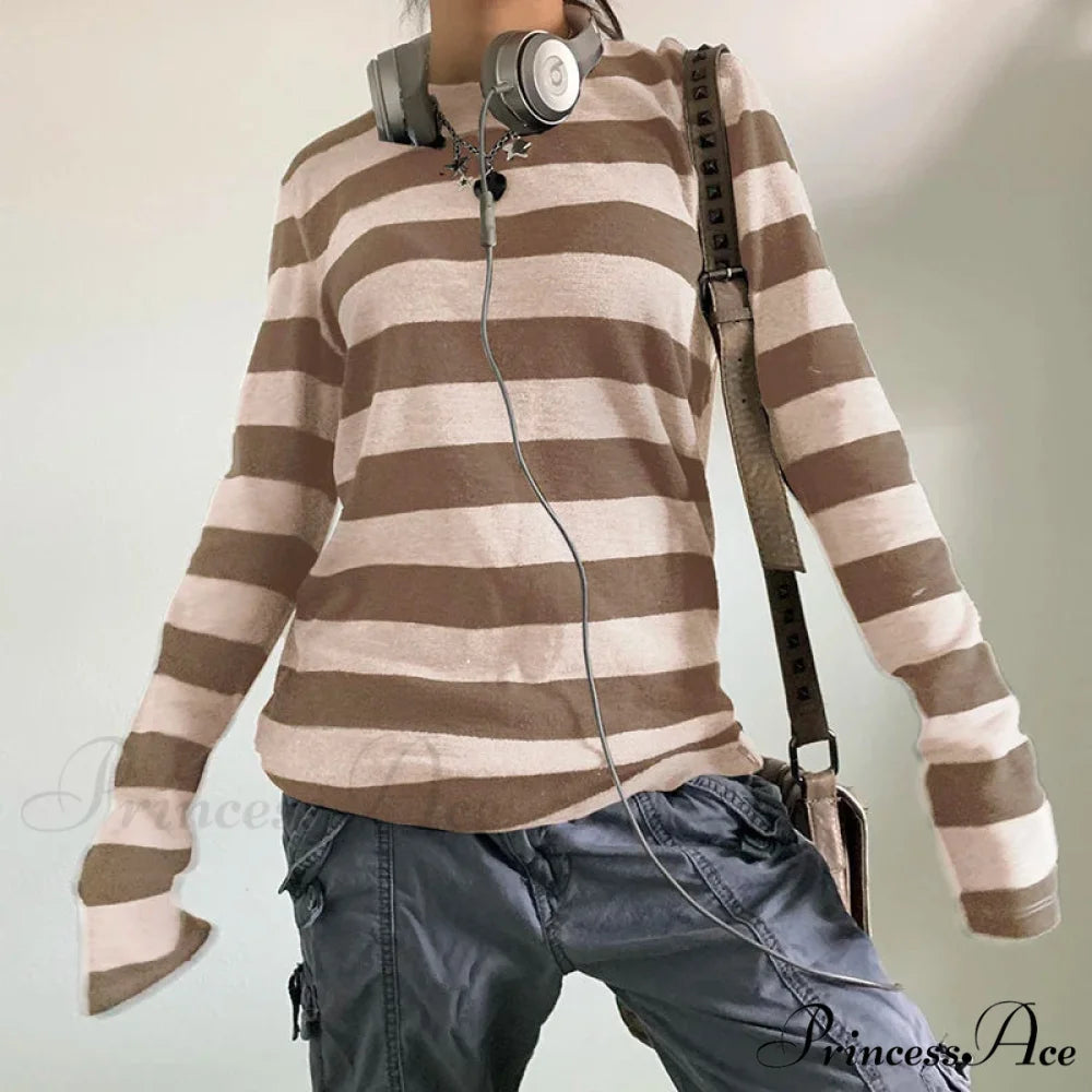 Enchanting Edgy Knit Oversized Banded Long Sleeve Crewneck Knit Top Zebra-stripe4 / S knittop-250126