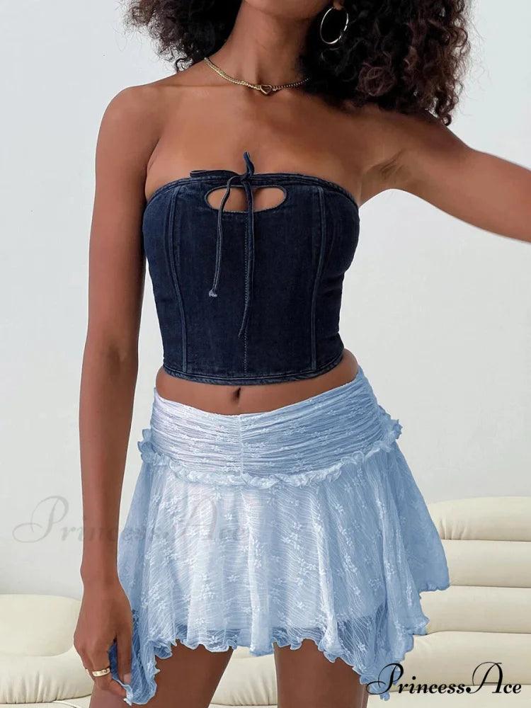 Enchanting Grunge Tiered Frill Skirt Blue / S skirts-250223