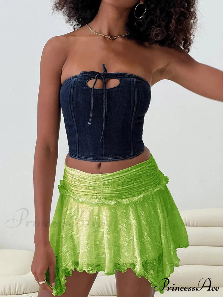Enchanting Grunge Tiered Frill Skirt Green / S skirts-250223