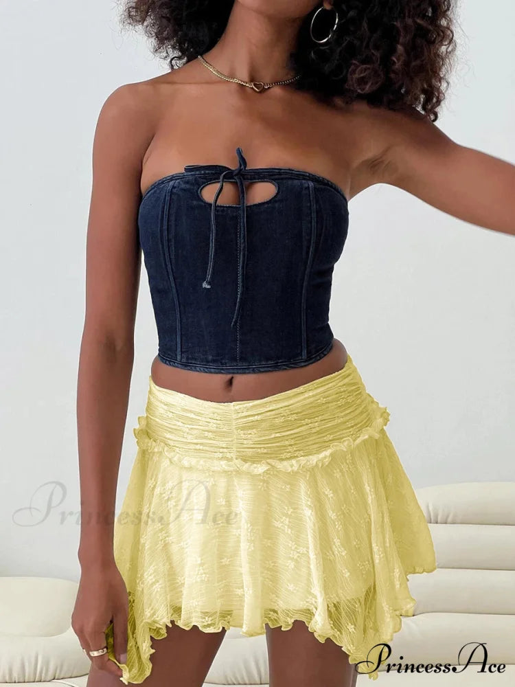 Enchanting Grunge Tiered Frill Skirt Yellow / S skirts-250223