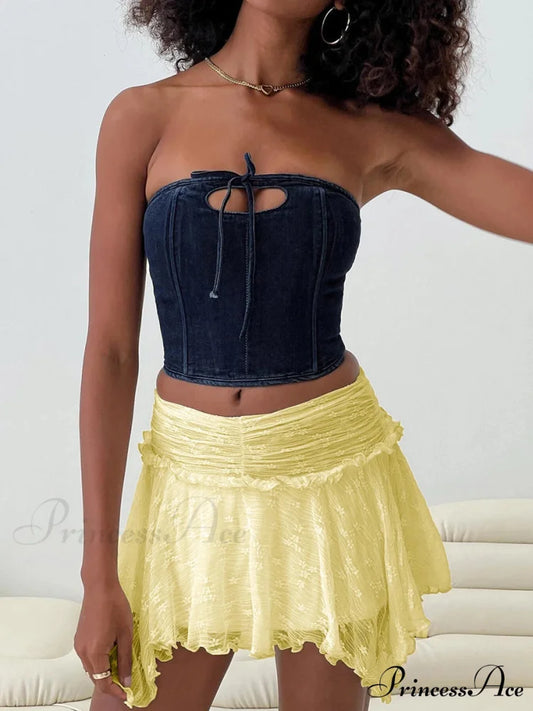 Enchanting Grunge Tiered Frill Skirt Yellow / S skirts-250223