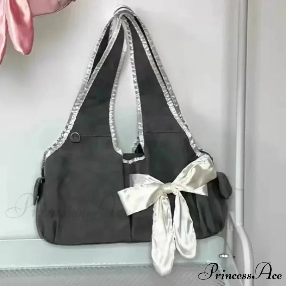 Enchanting Large Tote Shoulder Bag Gray shoulder-250126