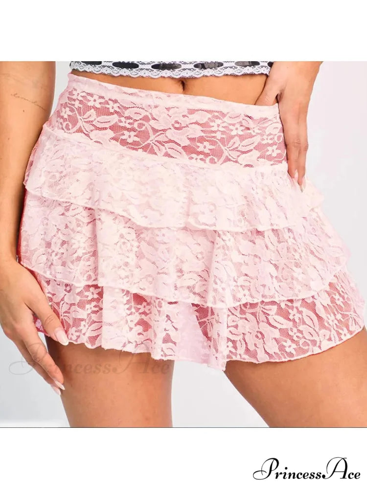 Enchanting Layered Flouncy Frill Skirt Pink / S skirts-250223