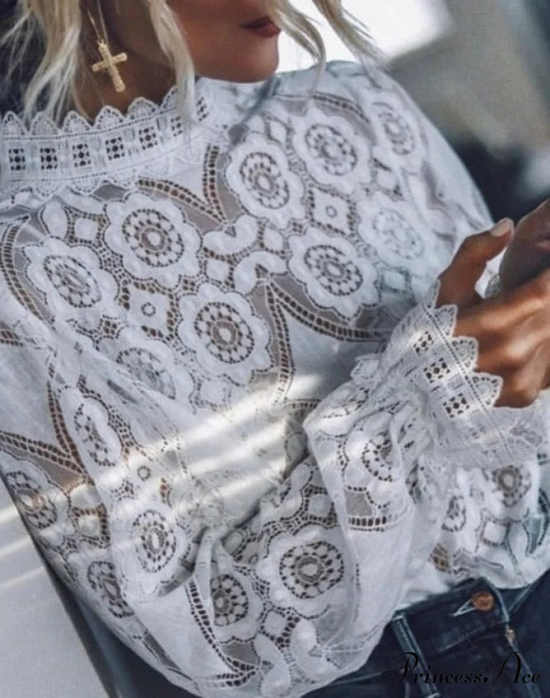 Endia Lace Blouse S / White