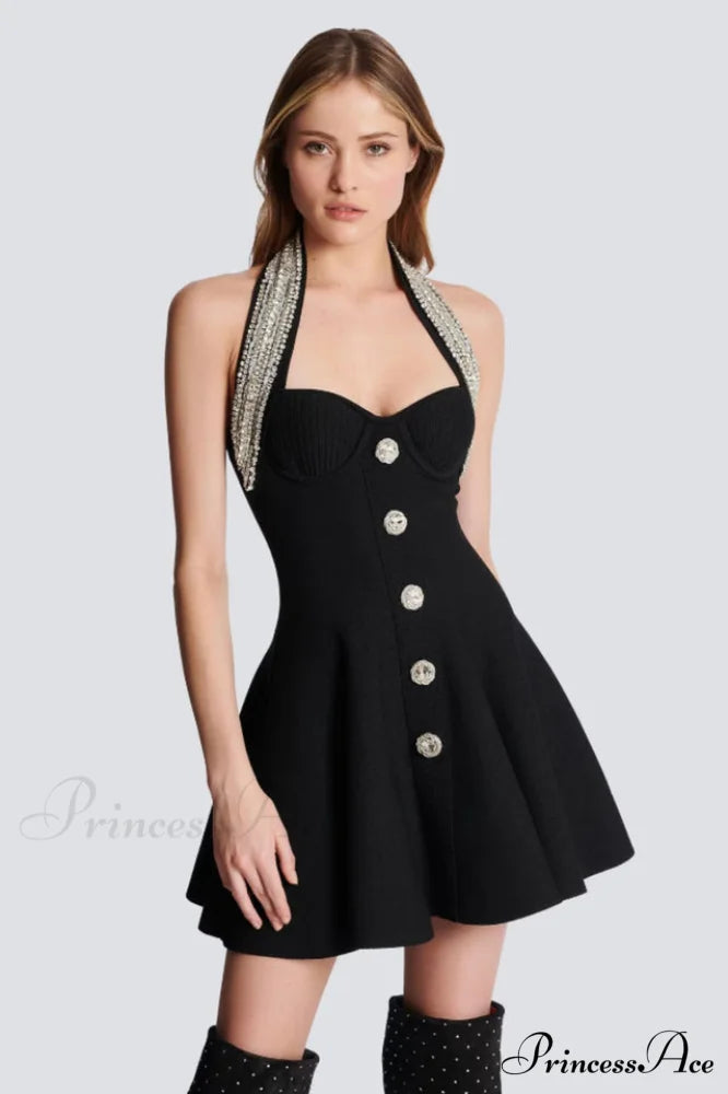 Enya Knit Stylish Backless Mini Dress