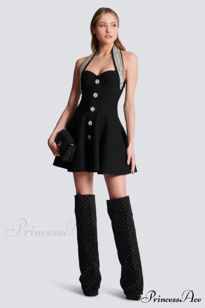 Enya Knit Stylish Backless Mini Dress
