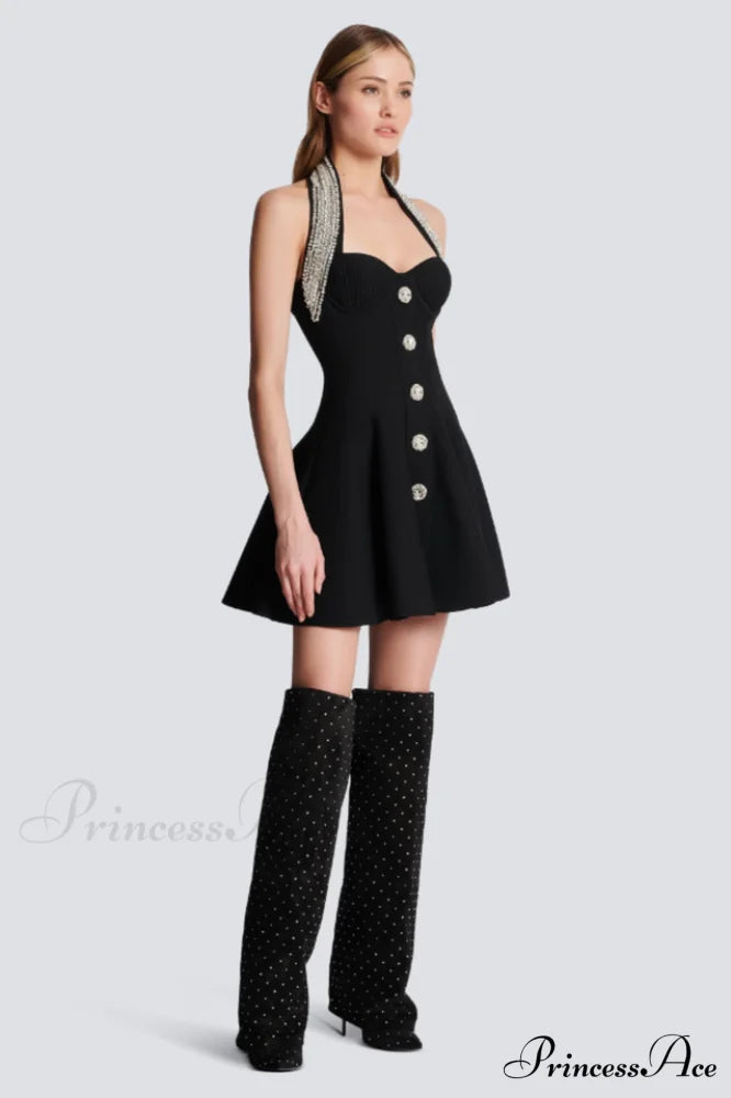 Enya Knit Stylish Backless Mini Dress