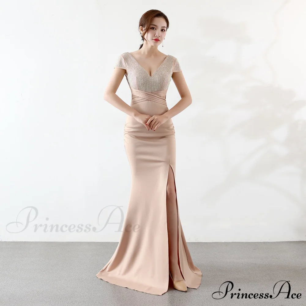 Eremi slim fit Charming long fishtail dress GOLD / XS