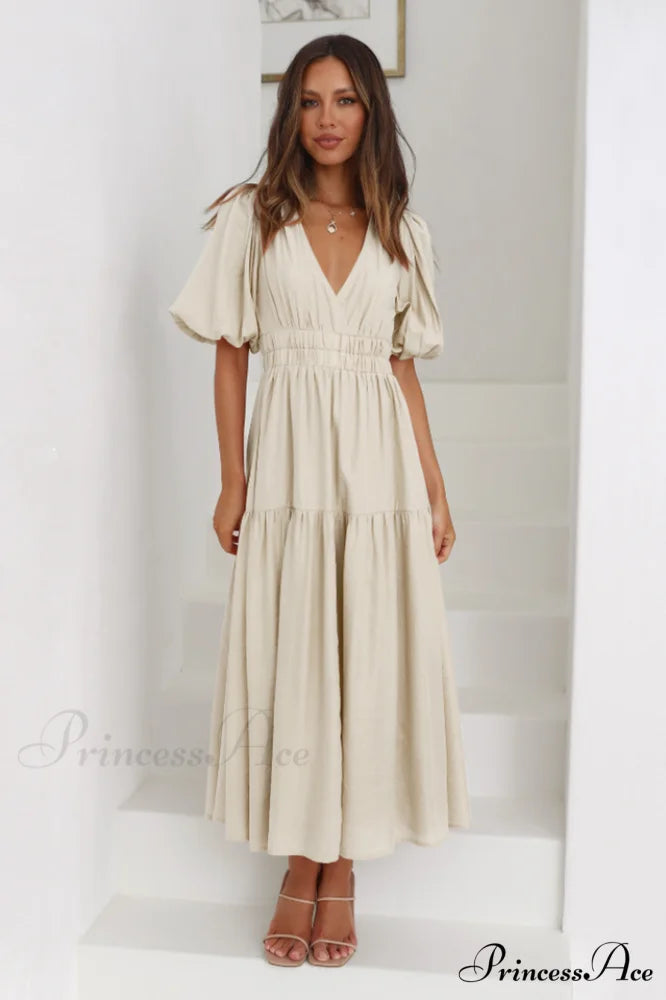 Erin Elegant Midi Dress S / Ivory