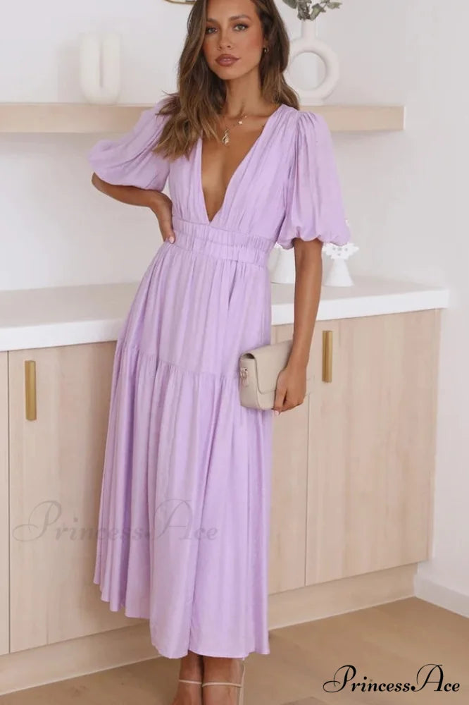 Erin Elegant Midi Dress S / Lilac