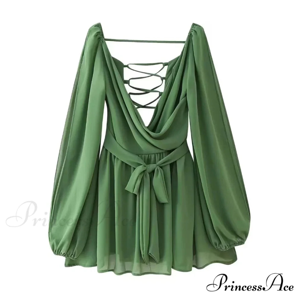 Esmeralda Balloon Sleeve Charming Ruffled Mini Dress
