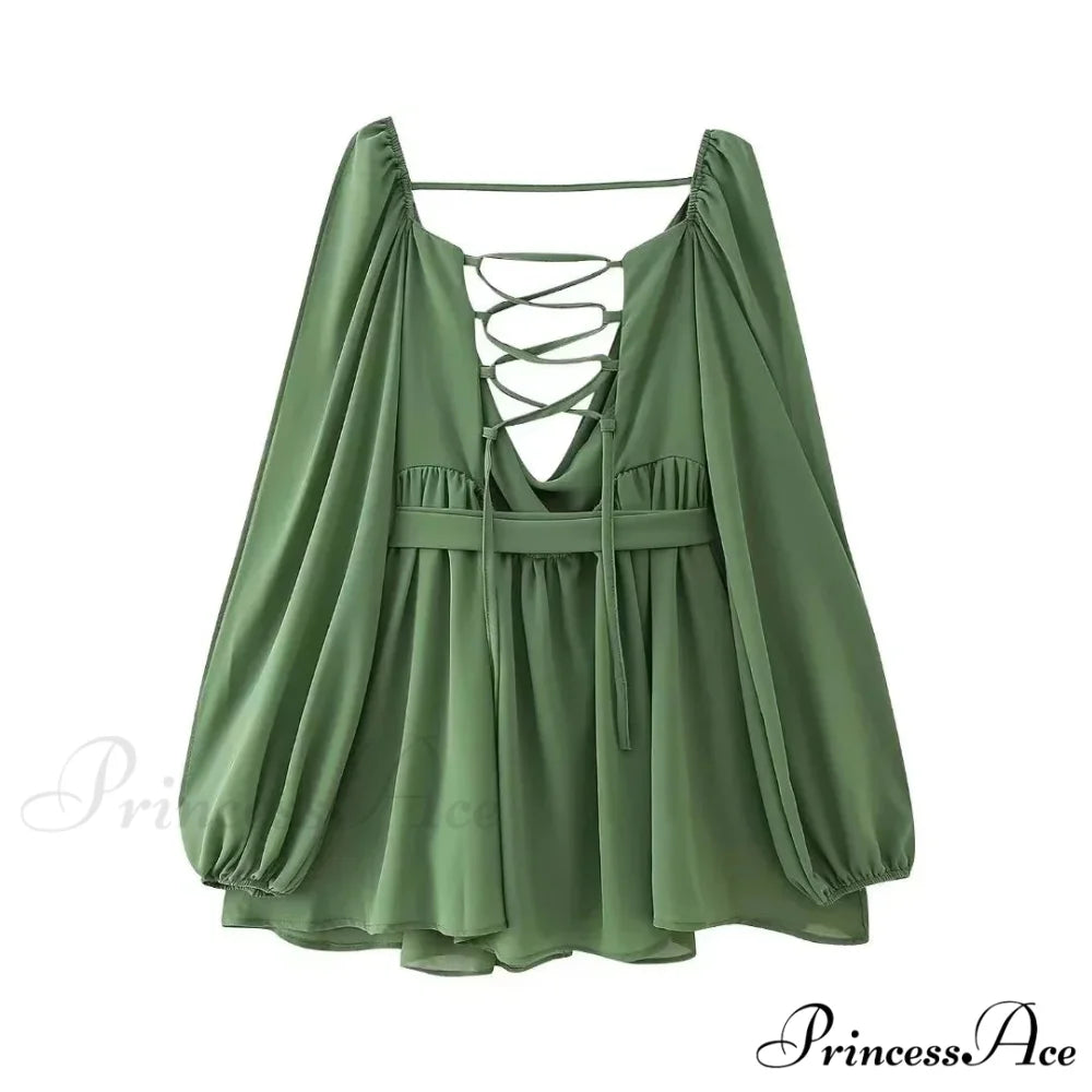 Esmeralda Balloon Sleeve Charming Ruffled Mini Dress