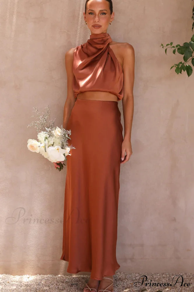 Esther Top + Charming Maxi Skirt Set S / Copper