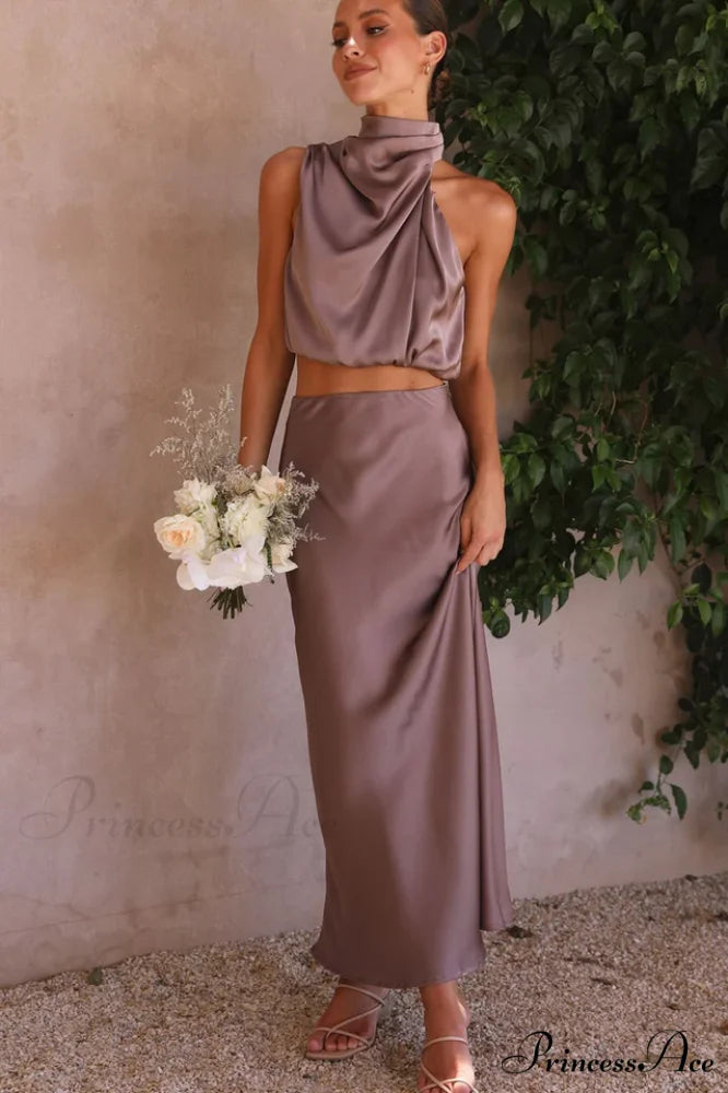 Esther Top + Charming Maxi Skirt Set S / Mushroom