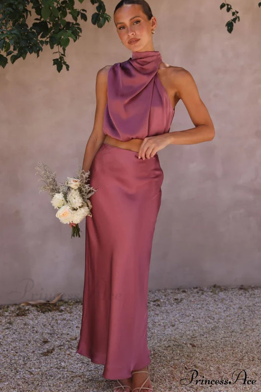 Esther Top + Charming Maxi Skirt Set S / Plum