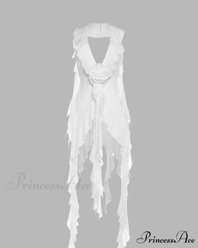 Ethereal Ruffle Stylish Tie Cover Up White / XS