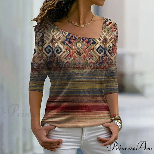 Ethnic Patterned Vintage T-Shirt Multicolor / S