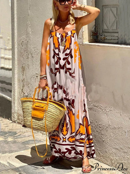 Ethnic Printed Loose Charming Cami Maxi Dress