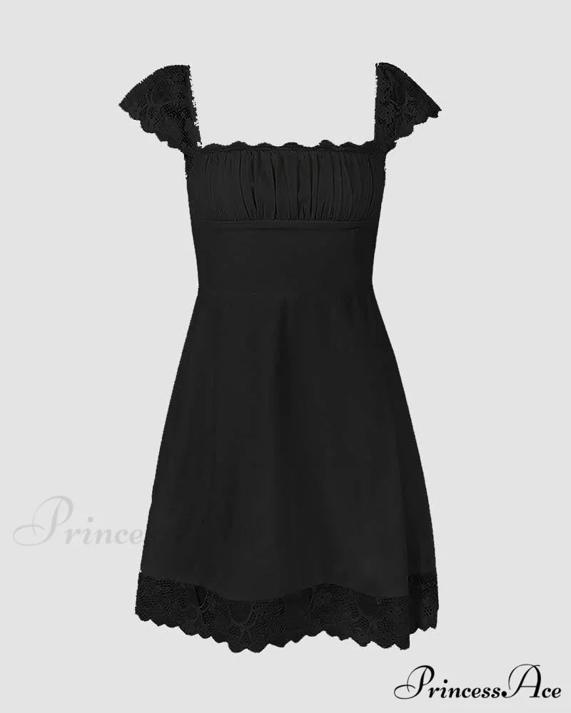 Euboea Sweetheart Stylish Mini Dress Black / XS